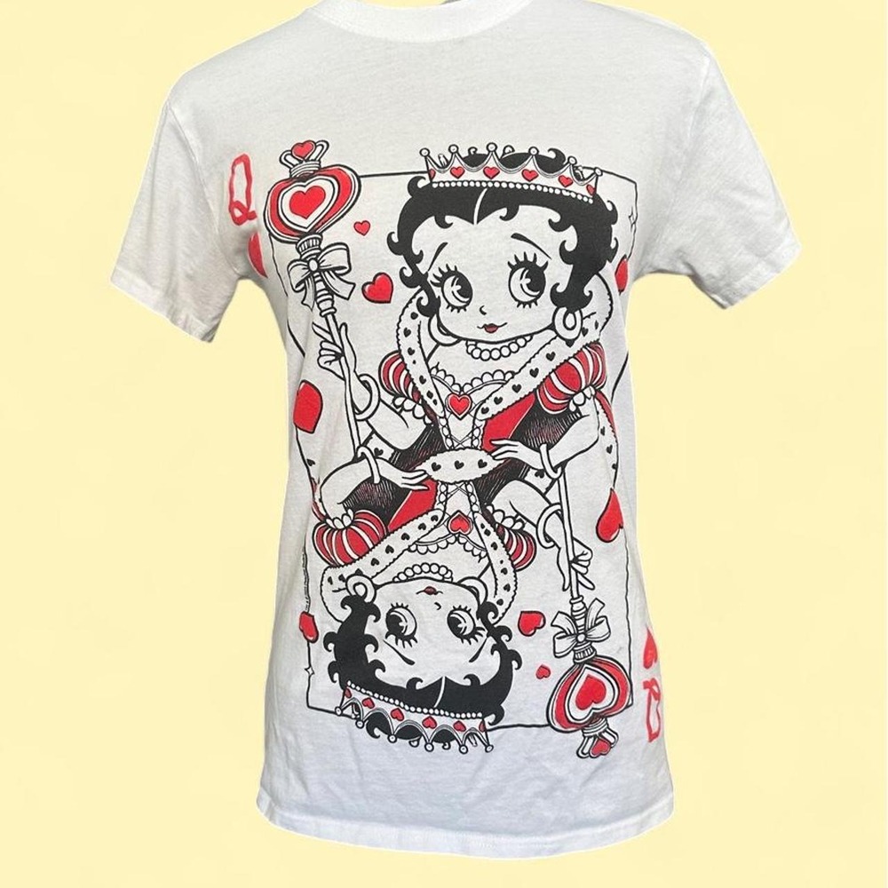 Betty Boop Queen of Hearts Playing Card Graphic T-Shirt S
